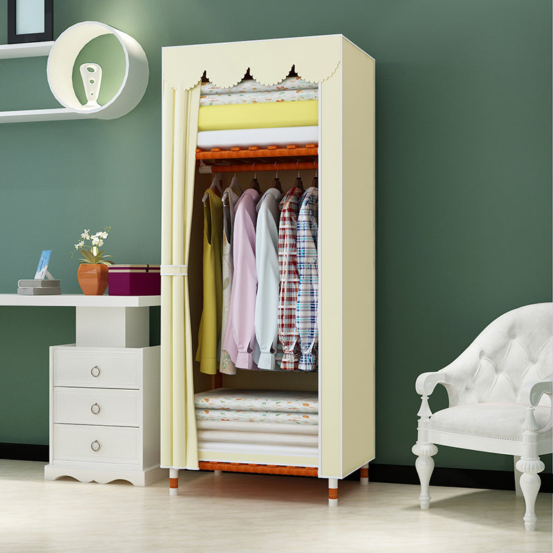 Meringue Wood Frame Wardrobe Cabinet Modern Style Wardrobe for Bedroom