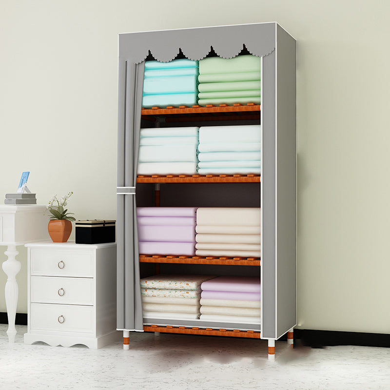 Meringue Wood Frame Wardrobe Cabinet Modern Style Wardrobe for Bedroom