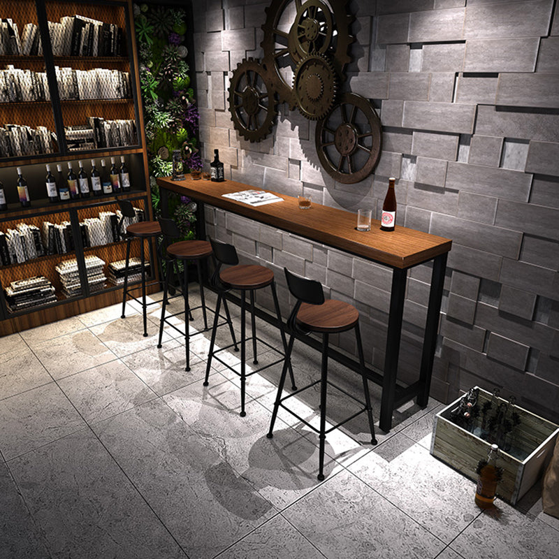 Industrial 1/2/5/9 Pieces Bar Table Set Rectangle Pine Wood Counter Table with High Stools