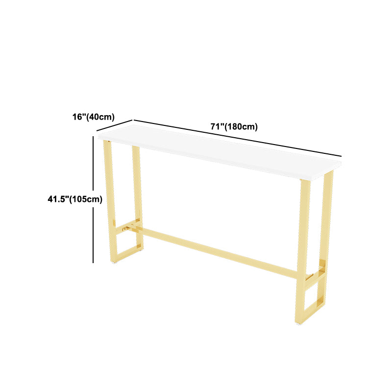 Glam 1/4 Pieces Bar Table Set Rectangle Stone Counter Table with High Stools