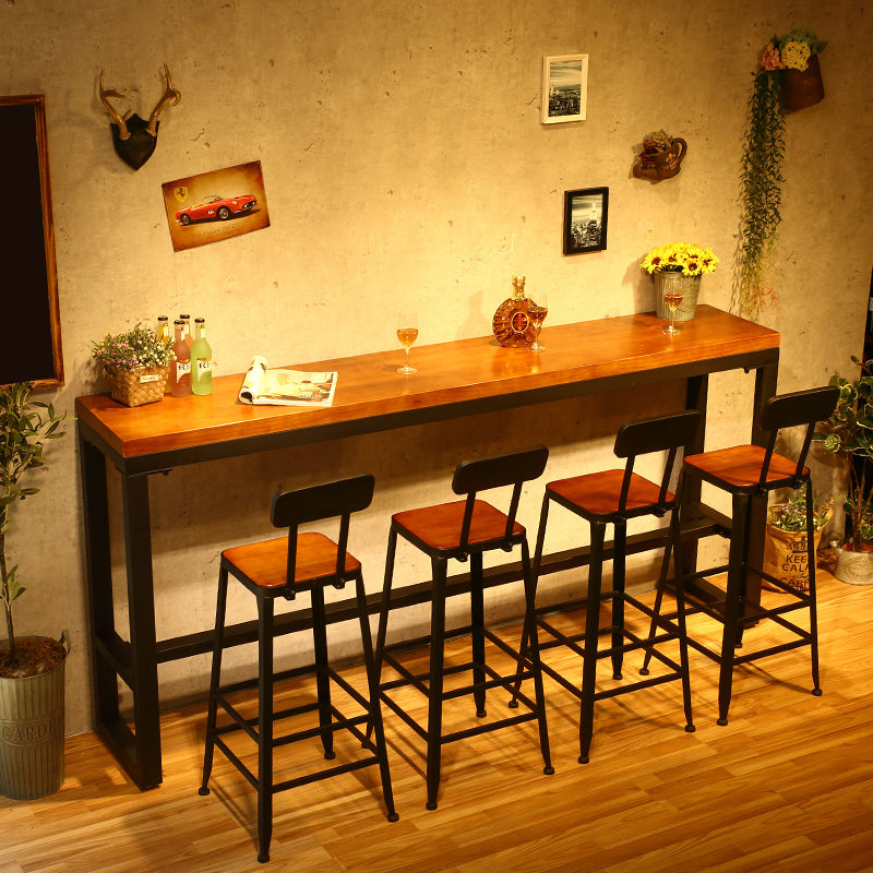Industrial 1/5/7/9 Pieces Bar Table Set Rectangle Pine Wood Counter Table with High Stools