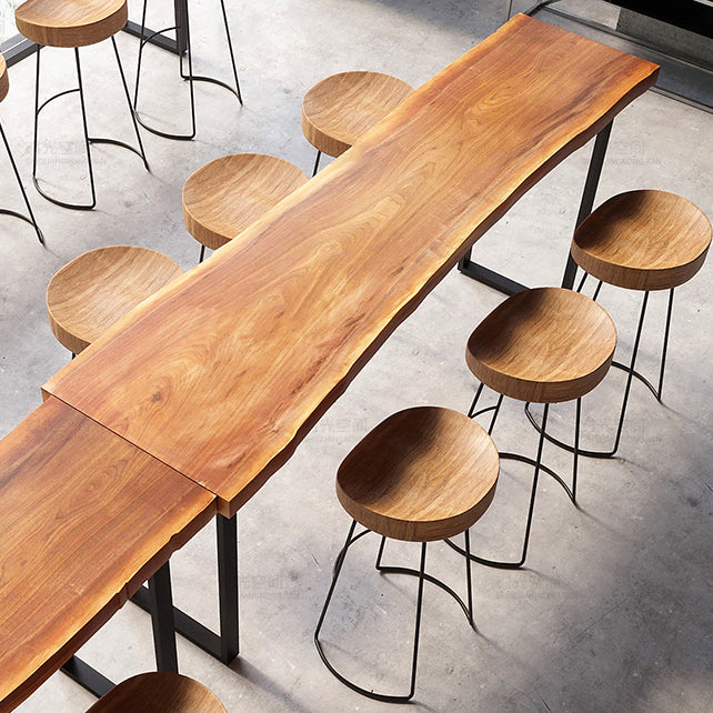 Industrial Rectangle Solid Wood Bar Table Set 1/5/7 Pieces Counter Table with Stools