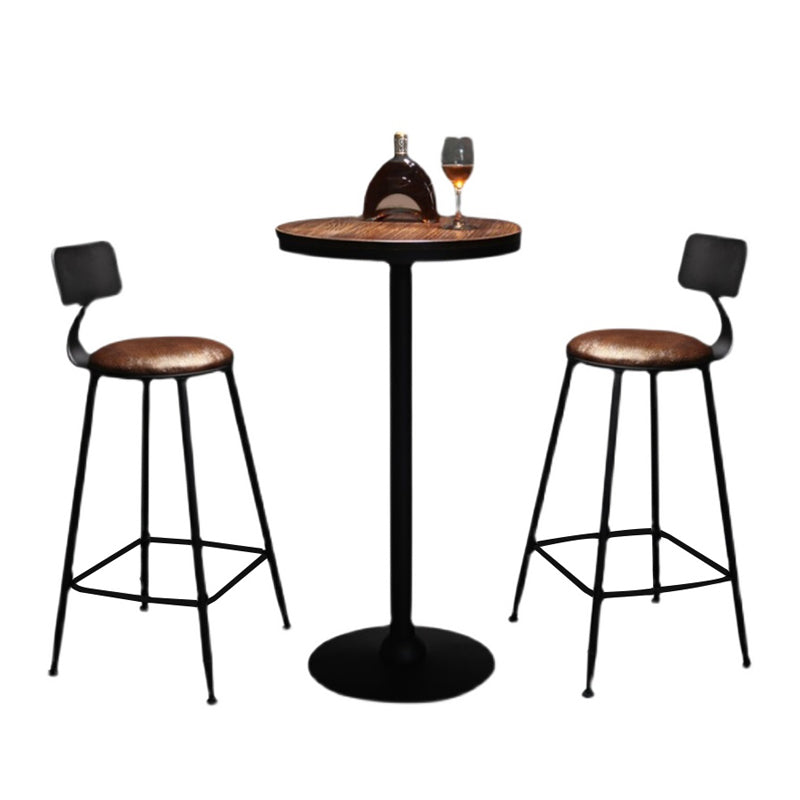 Industrial Wood Pub Dining Set 1/3/5 Pieces counter Table with Upholstered Stools