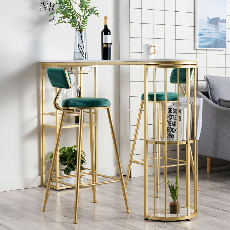 Modern 1/3 Pieces Bar Table Set Stone Counter Table with High Stools for Living Room