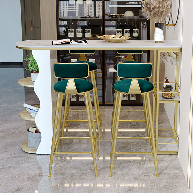 Modern 1/5 Pieces Bar Table Set Stone Counter Table with High Stools for Living Room