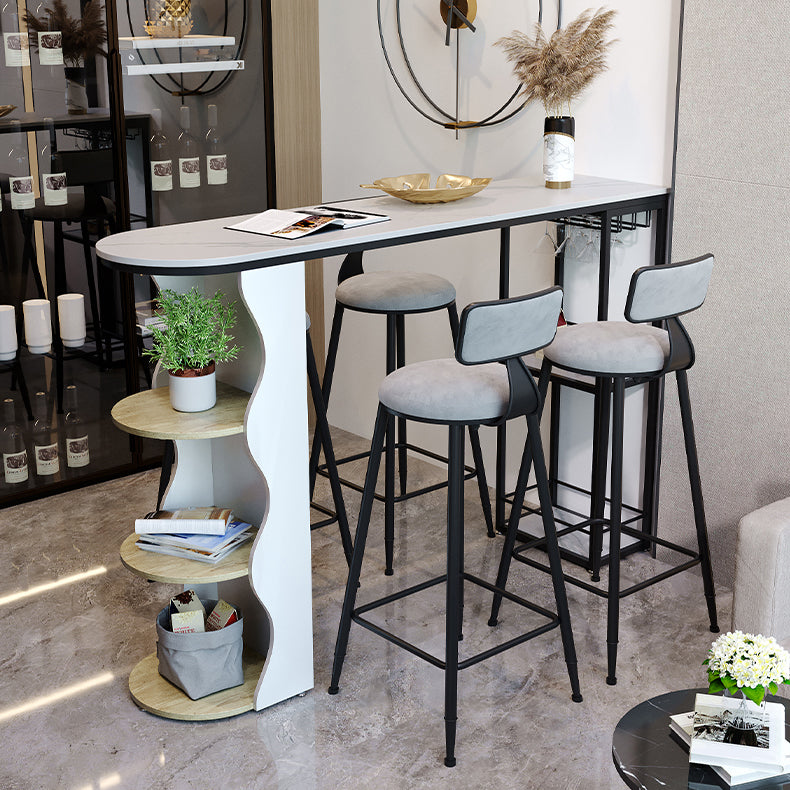 Modern 1/5 Pieces Bar Table Set Stone Counter Table with High Stools for Living Room