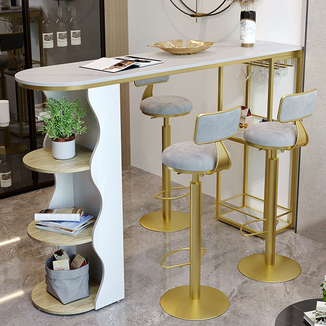 Modern 1/5 Pieces Bar Table Set Stone Counter Table with High Stools for Living Room