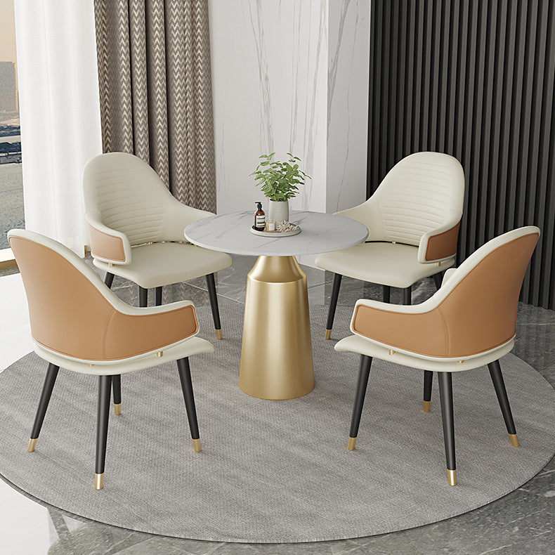 Glam Sintered Stone Dining Table Set Round 1/5 Pieces Dining Set for Home Use