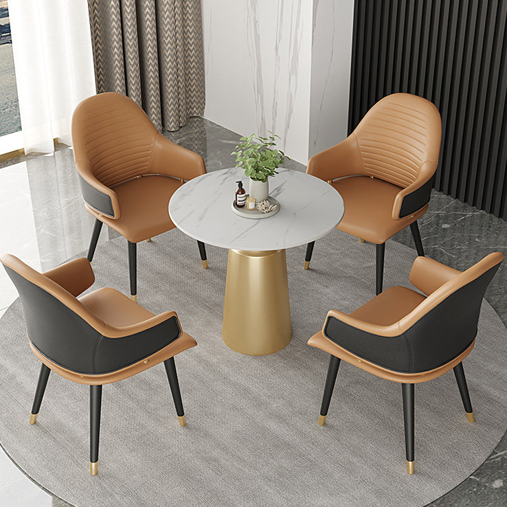 Glam Sintered Stone Dining Table Set Round 1/5 Pieces Dining Set for Home Use