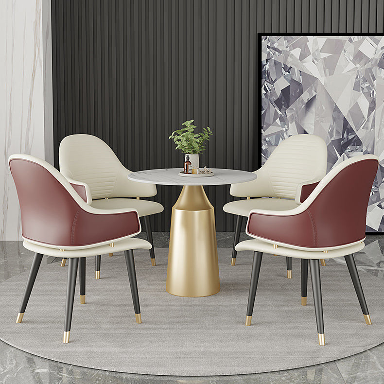 Glam Sintered Stone Dining Table Set Round 1/5 Pieces Dining Set for Home Use