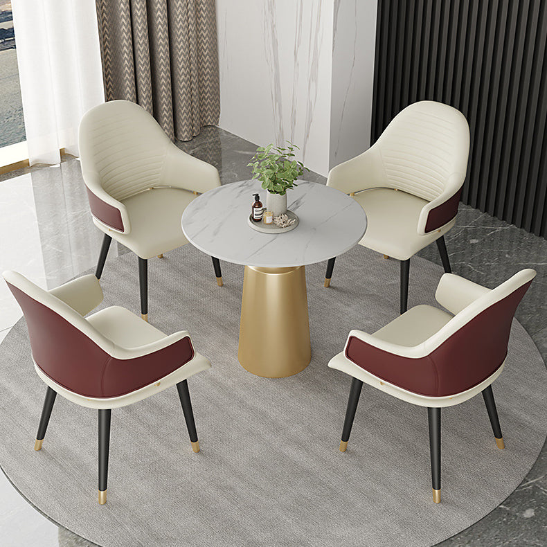 Glam Sintered Stone Dining Table Set Round 1/5 Pieces Dining Set for Home Use