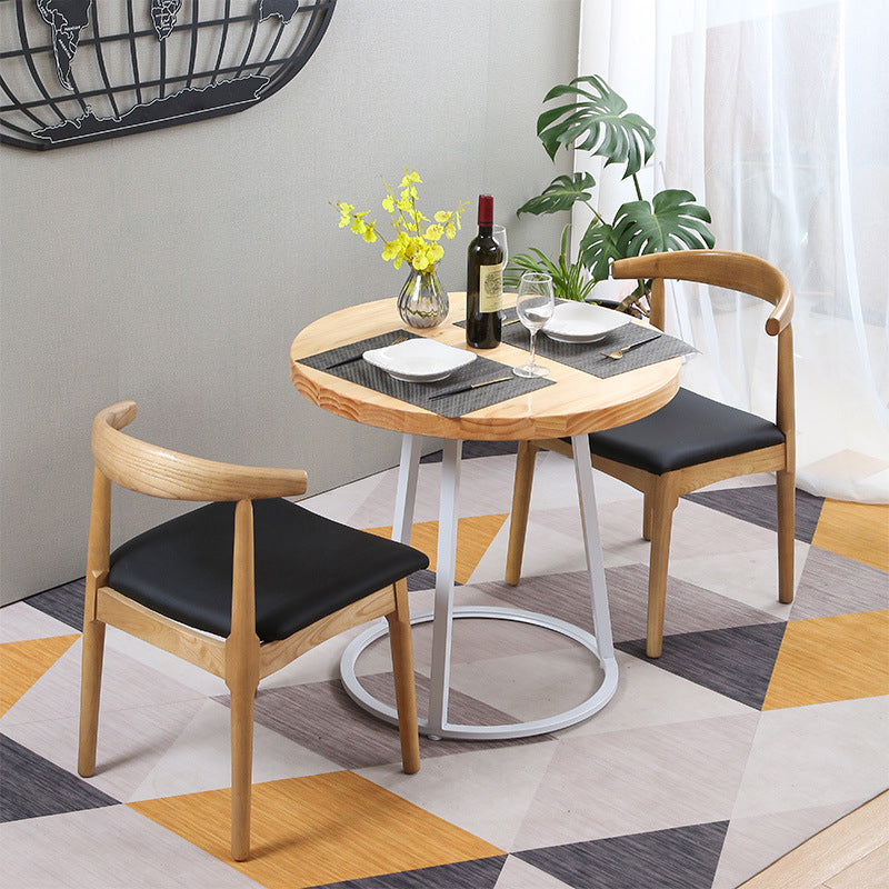 Modern Style Round Solid Wood Dining Set 1/2/3/4/5 Pieces Dining Set for Dining Areas