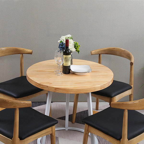 Modern Style Round Solid Wood Dining Set 1/2/3/4/5 Pieces Dining Set for Dining Areas