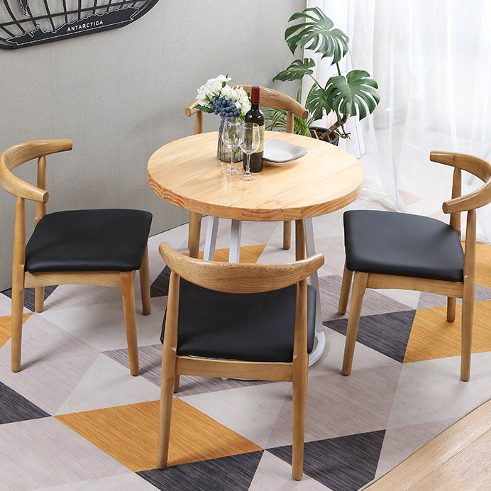 Modern Style Round Solid Wood Dining Set 1/2/3/4/5 Pieces Dining Set for Dining Areas