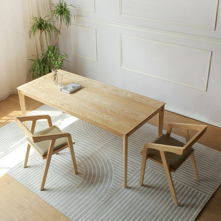 Modern 1/2/3/4/5 Pieces Dining Set Rectangle Solid Wood Legs Dinette Set in Natural