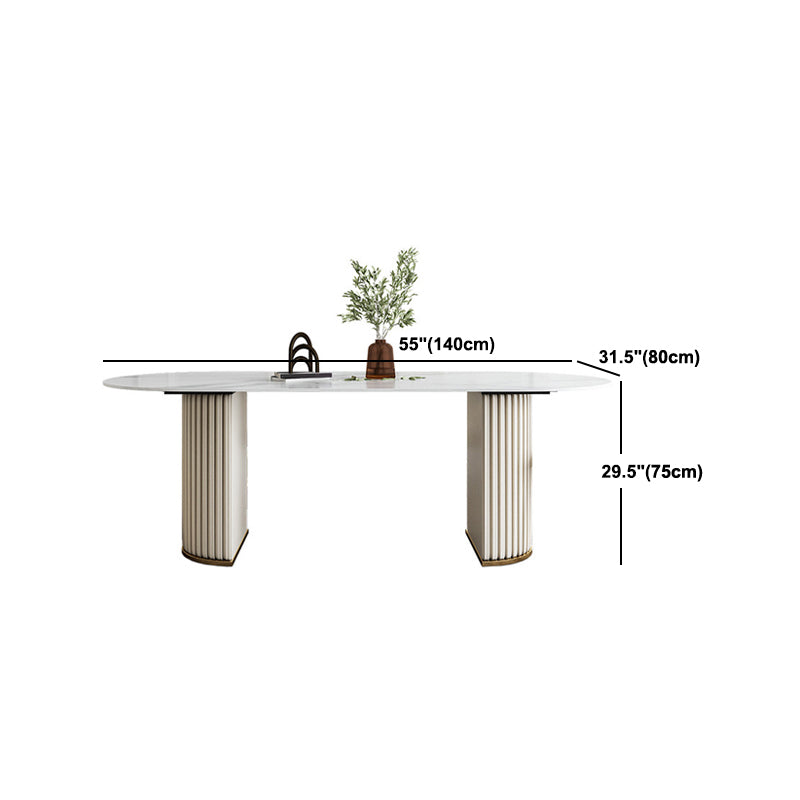 Modern Style Sintered Stone Dining Table Set Oval 1/4/5/7 Pieces Dining Set for Home Use