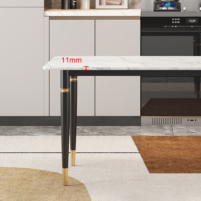 Modern 1/4/5/7 Pieces Dining Set Rectangle Stone Top Legs Dinette Set in White