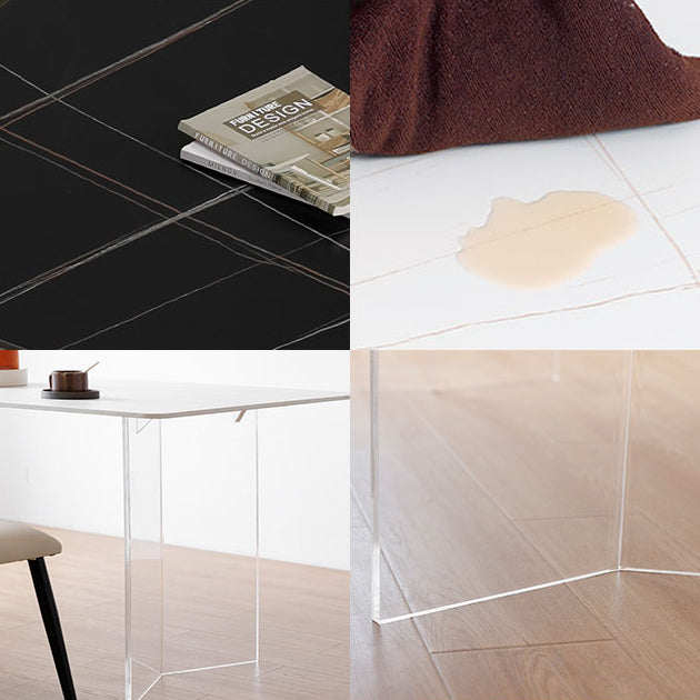 Modern 1/2/5 Pieces Dining Set  Acrylic Base Double Pedestal Dinette Set