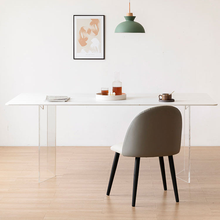 Modern 1/2/5 Pieces Dining Set  Acrylic Base Double Pedestal Dinette Set