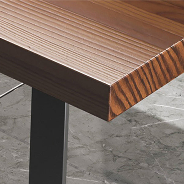 Industrial 1/2/5/7 Pieces Dining Set Solid Wood Top Dinette Set with Black Base