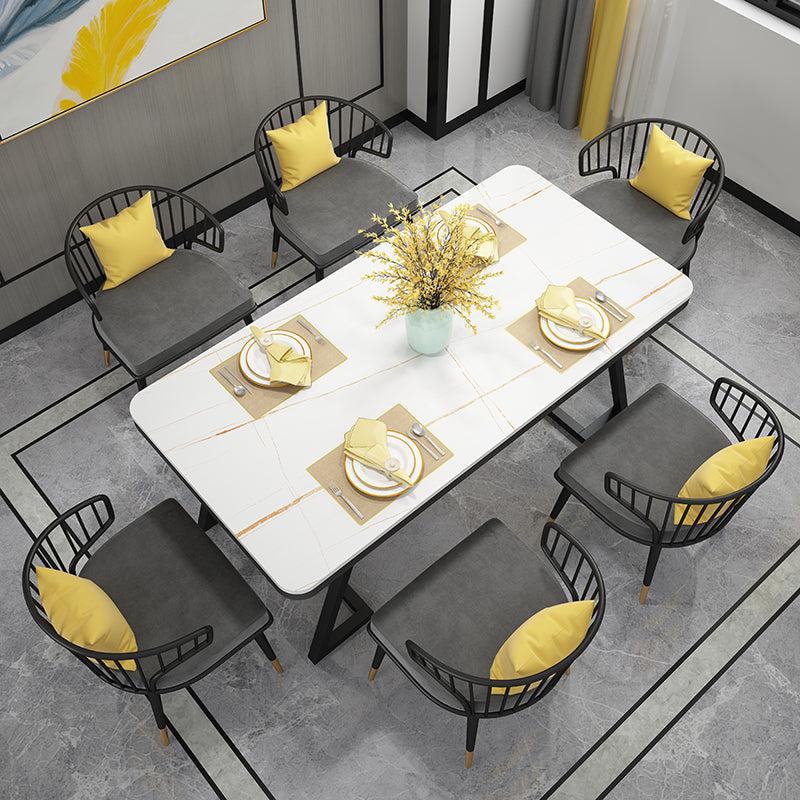 Modern 1/2/5/7 Pieces Dining Set White Stone Top Dining Furniture