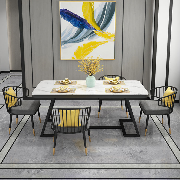 Modern 1/2/5/7 Pieces Dining Set White Stone Top Dining Furniture