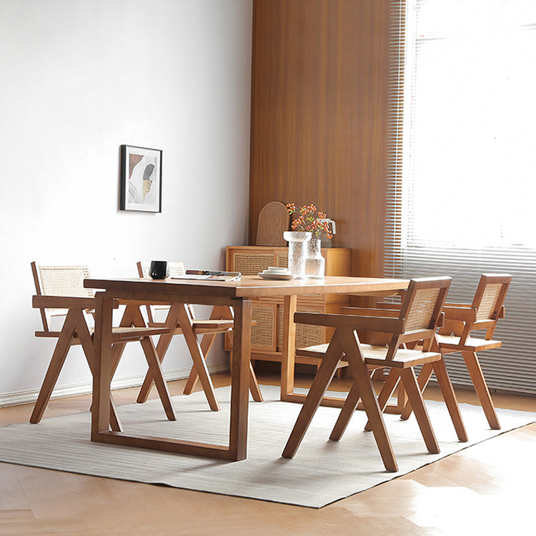 Modern Natural Dining Set 1/2/3/5 Pieces Rectangle Indoor Solid Wood Dinette Set