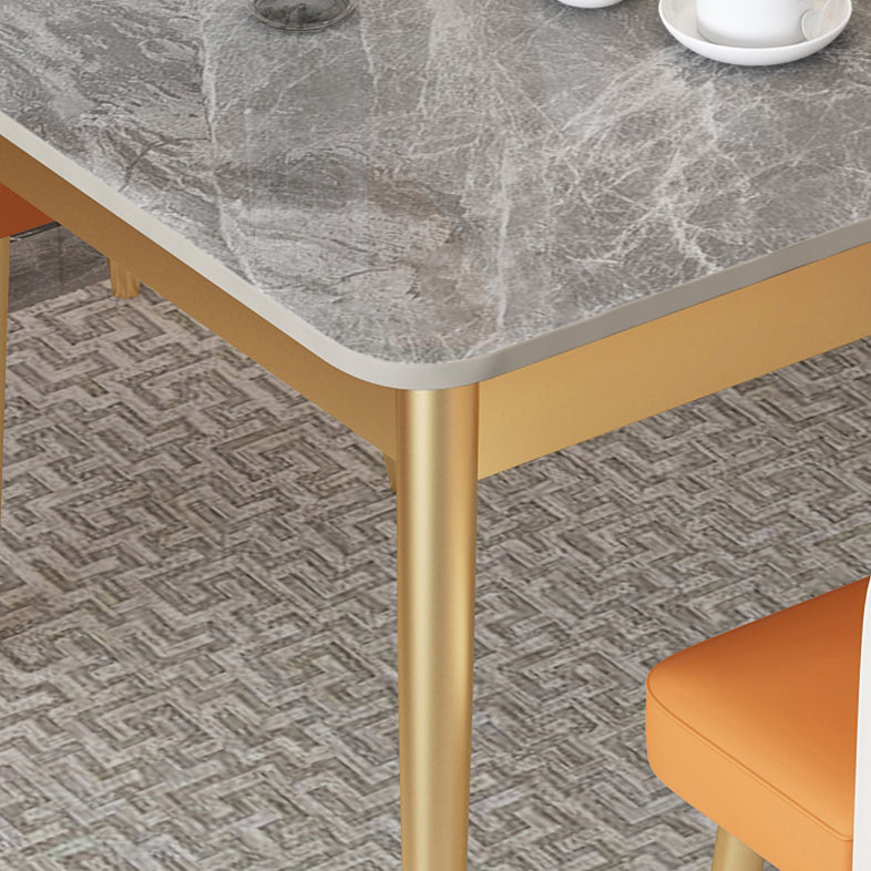 Nordic Stone Top Dining Set 1/2/5/7 Pieces Grey Dining Table with Leather Chairs