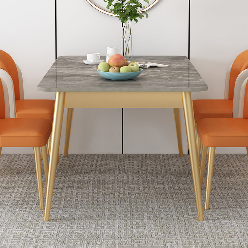 Nordic Stone Top Dining Set 1/2/5/7 Pieces Grey Dining Table with Leather Chairs