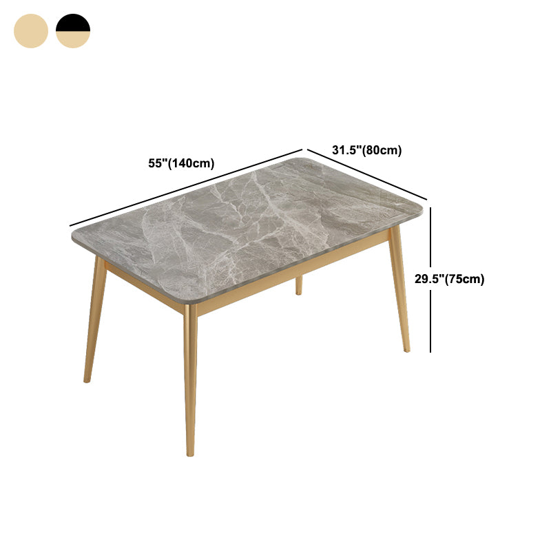 Nordic Stone Top Dining Set 1/2/5/7 Pieces Grey Dining Table with Leather Chairs