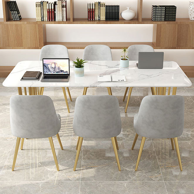 Glam Style Office Desk White Curve Office Meeting Writing Desk