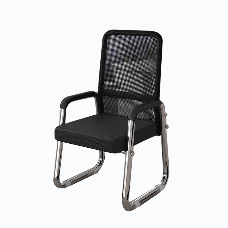 Mid Back Steel Office Chair Fixed Armrest Desk Chair with Sled Base