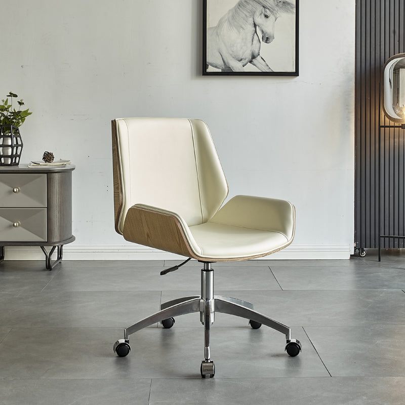 Low Back Office Chair Armless Leather Desk Chair with Wheels