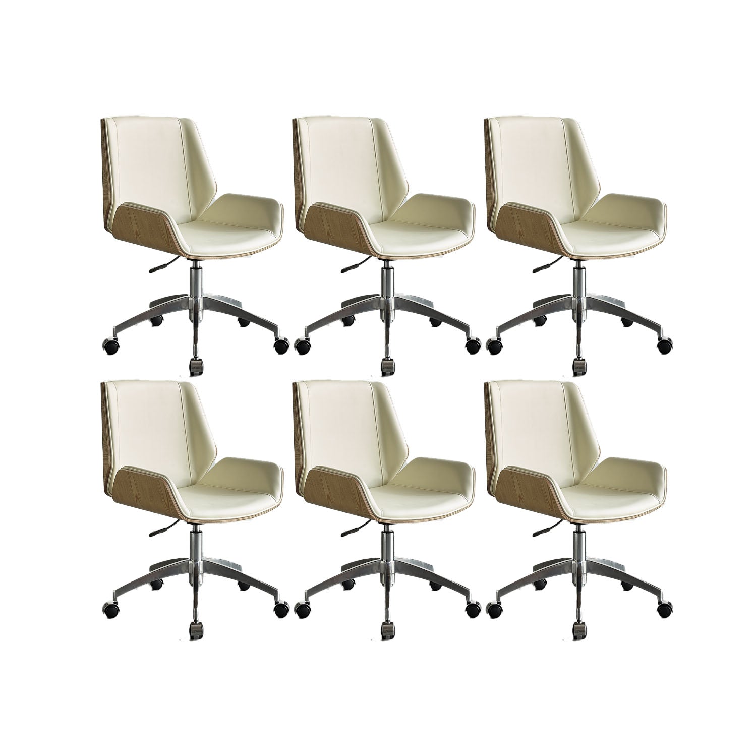 Low Back Office Chair Armless Leather Desk Chair with Wheels