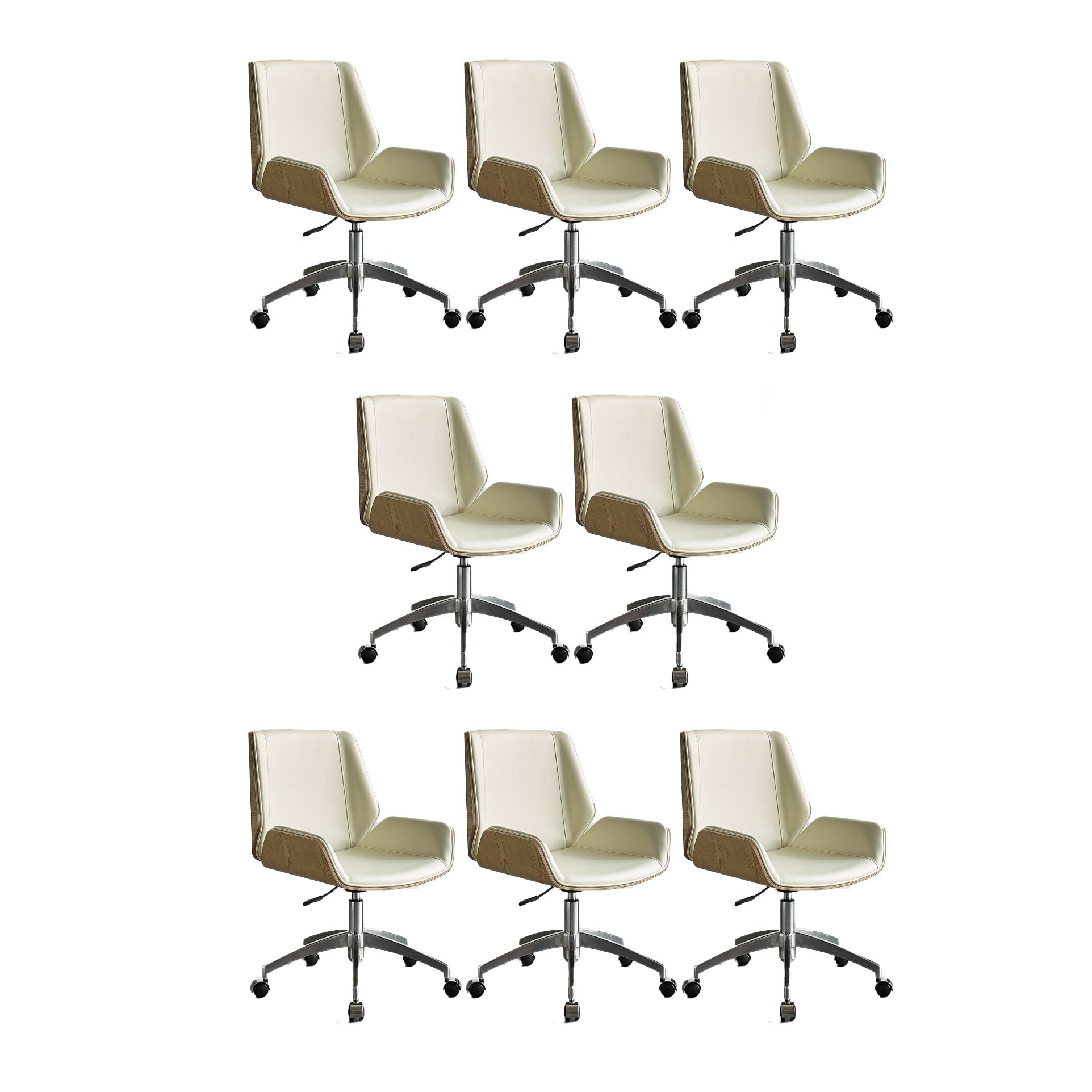 Low Back Office Chair Armless Leather Desk Chair with Wheels