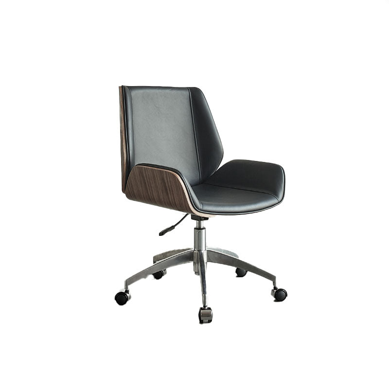 Low Back Office Chair Armless Leather Desk Chair with Wheels