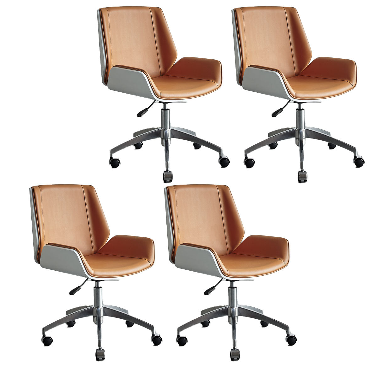 Low Back Office Chair Armless Leather Desk Chair with Wheels