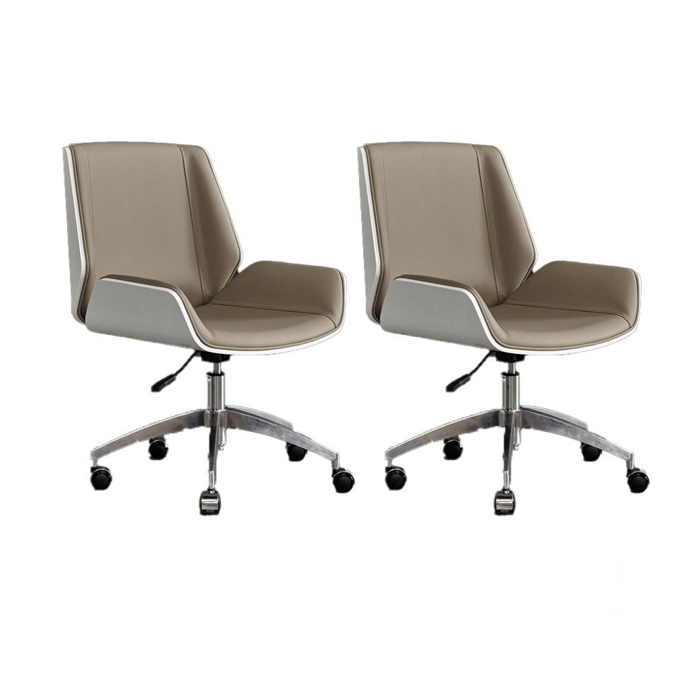 Low Back Office Chair Armless Leather Desk Chair with Wheels