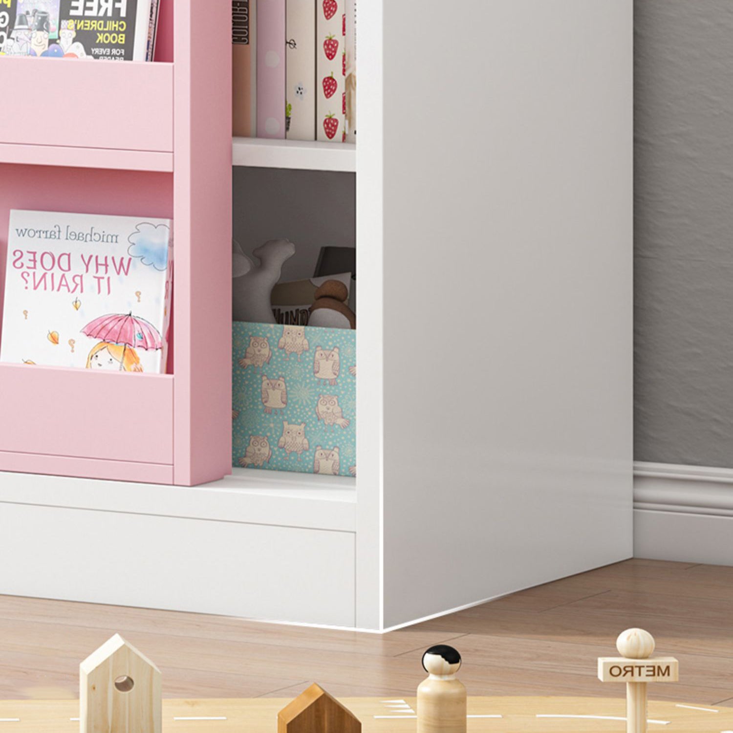 Closed Wooden Bookshelf Modern Home Living Room Square Bookcase