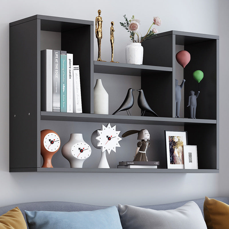Modern Engineered Wood Bookcase, Geometric Wall Mounted Bookshelf for Any Room