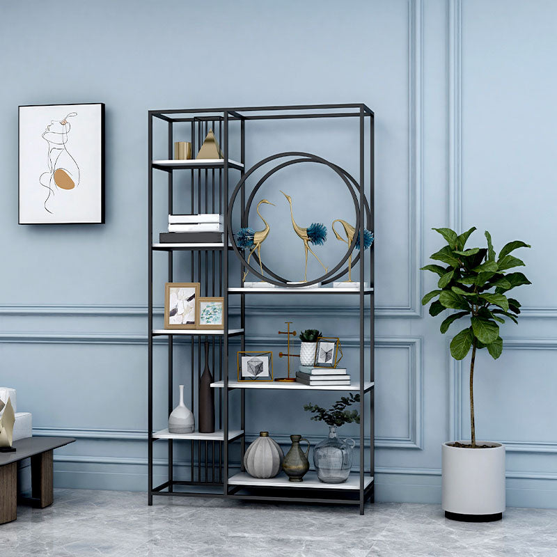 Closed Back Metal Bookcase Scandinavian Bookshelf with Storage Shelves