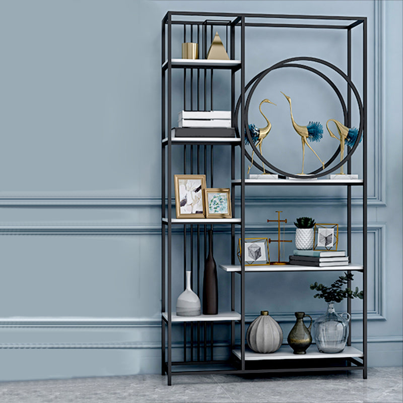Closed Back Metal Bookcase Scandinavian Bookshelf with Storage Shelves