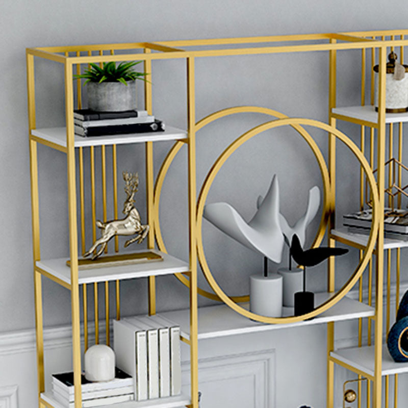 Closed Back Metal Bookcase Scandinavian Bookshelf with Storage Shelves