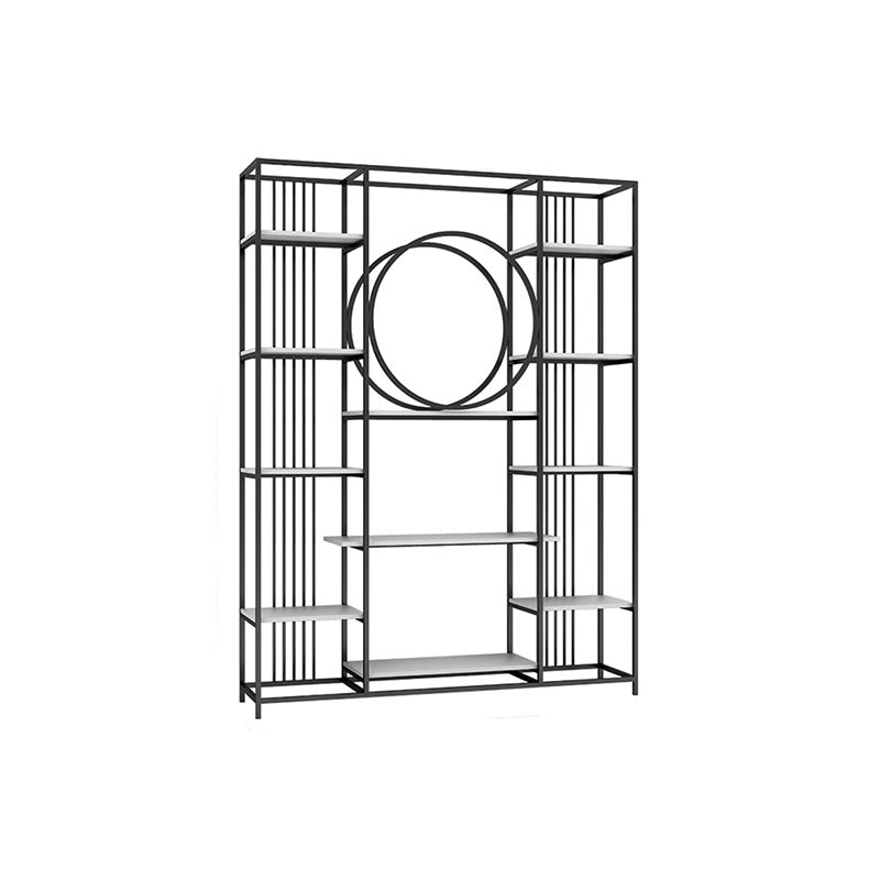 Closed Back Metal Bookcase Scandinavian Bookshelf with Storage Shelves