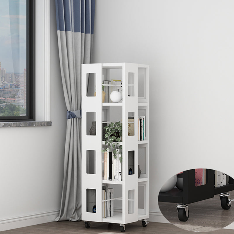Open Back Bookshelf Modern Metal Geometric Rotatable Bookcase