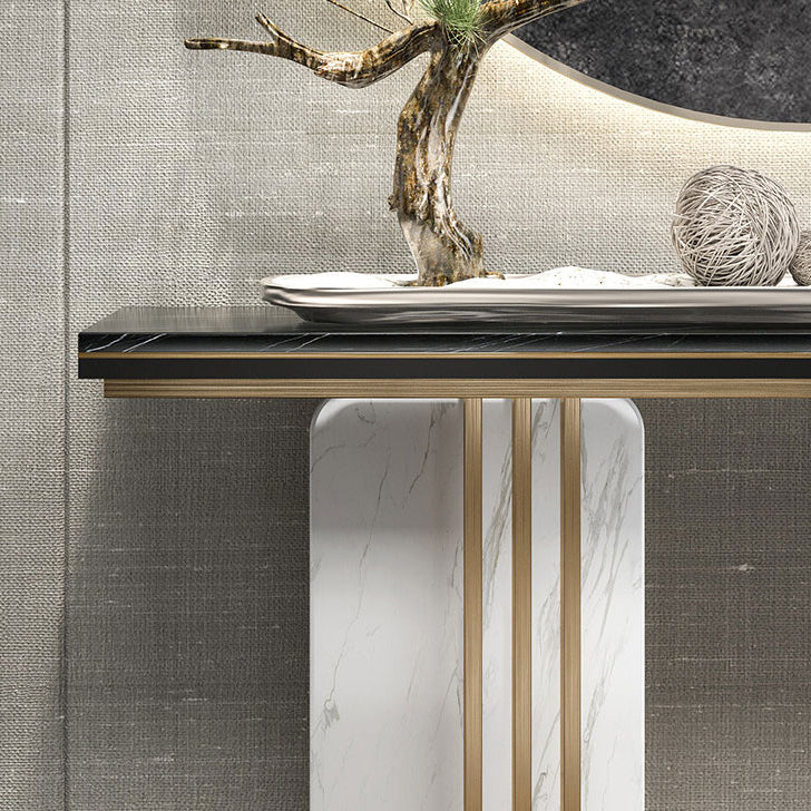 33.46" High Stone Console Table Rectangle Scratch Resistan Accent Table