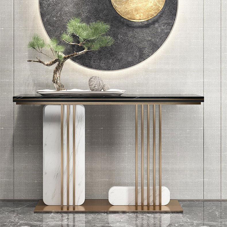 33.46" High Stone Console Table Rectangle Scratch Resistan Accent Table