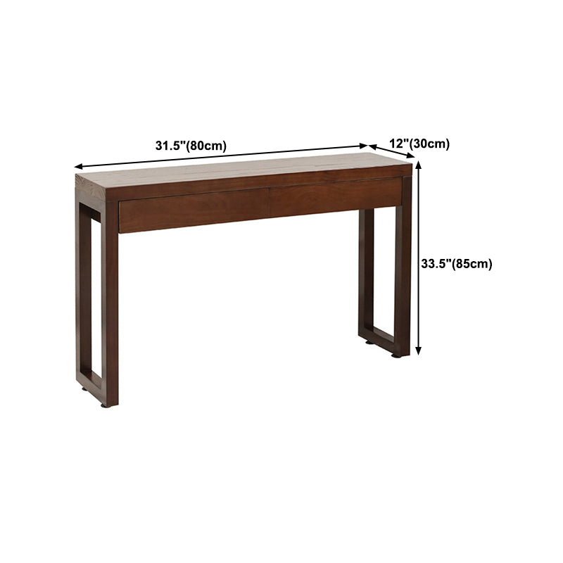 Console Sofa Table with 2 Drawers in Dark Brown Wooden Console Table