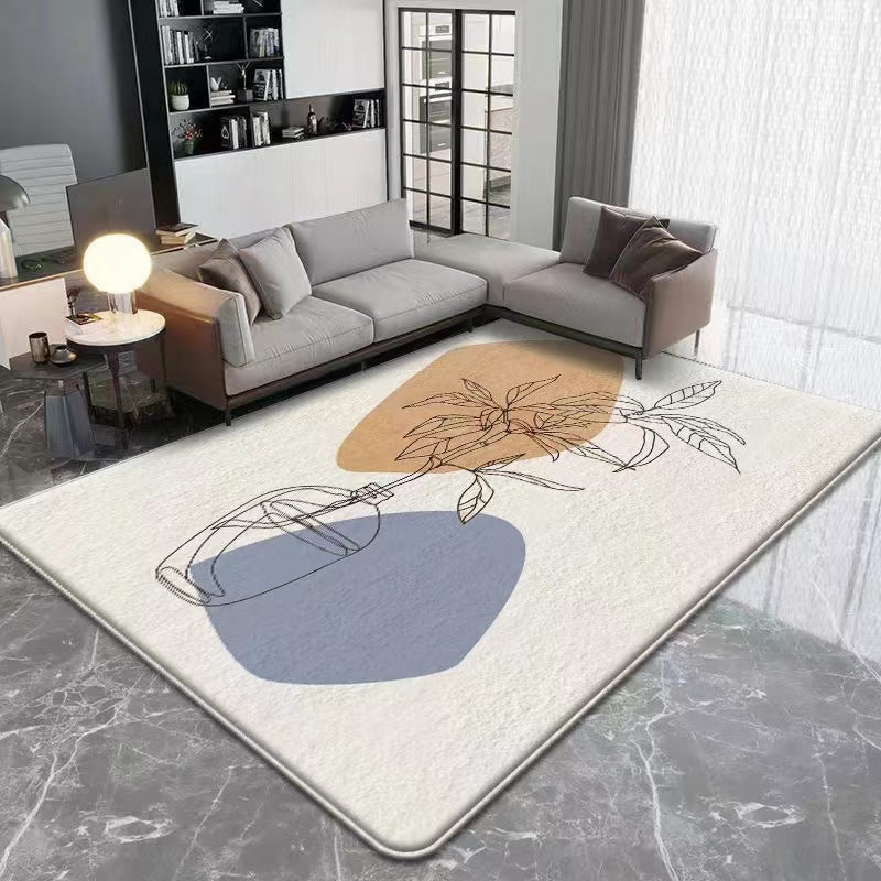 Creative Color Block Rug Polyester Indoor Rug Non-Slip Backing Carpet for Home Decoration