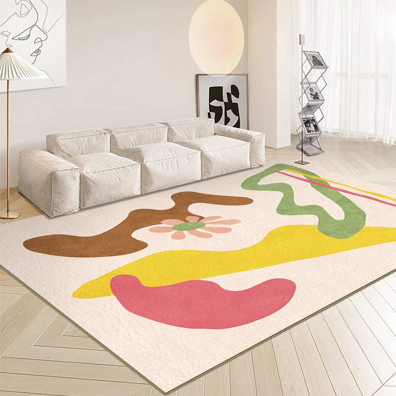 Modern Color Block Rug Polyester Indoor Carpet Stain Resistant Carpet for Home Decoration
